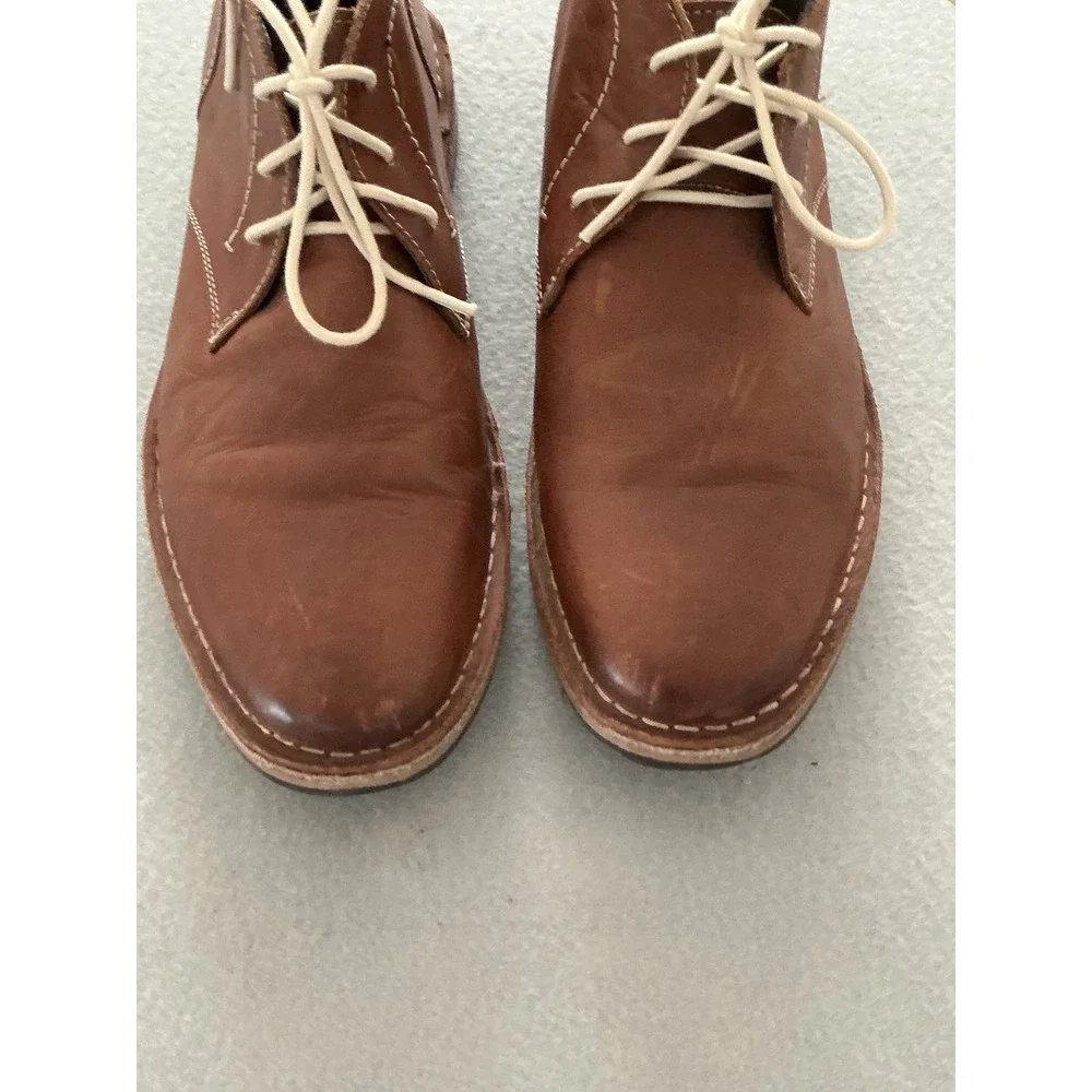 Steve Madden P-Ikon 247 Chukka Boots 10.5 Cognac Leather Lace Up Casual Mens
